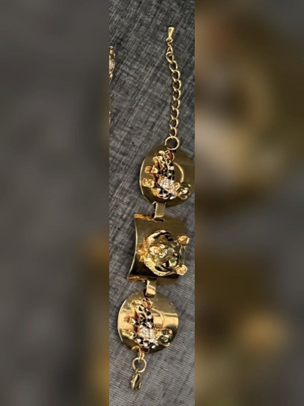 Enamel Tiger Station Bracelet with Crystals